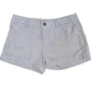 Merona Womens Shorts Size 2 Blue White Stripe Seersucker Cotton Casual Summer